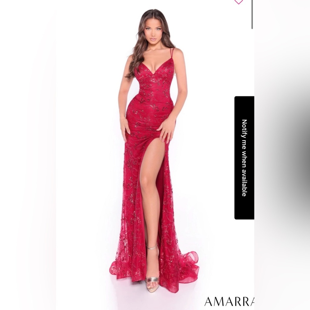 SOLD Amarra Red Prom Dress - Picture 1 of 13